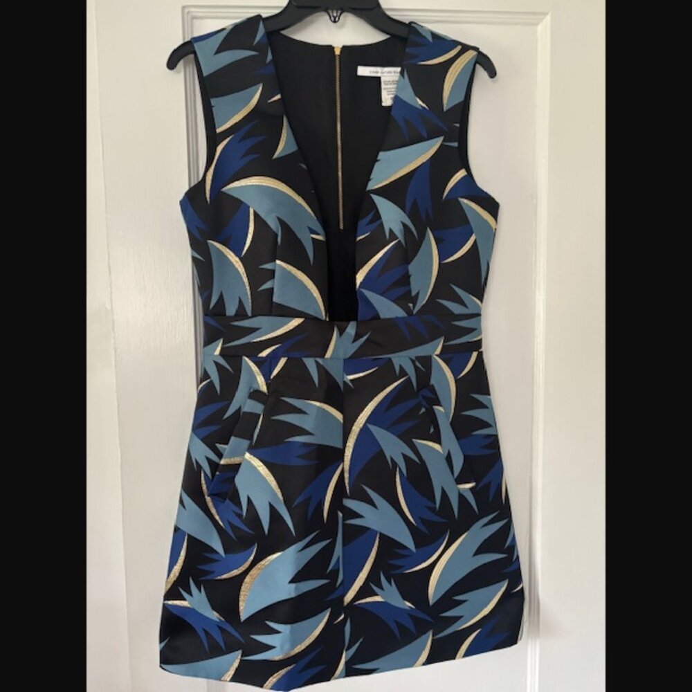 Diane Von Furstenberg Jacquard/Lurex Printed Mini Dress